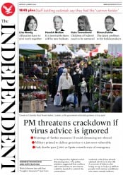 The Independent () Newspaper Front Page for 23 March 2020