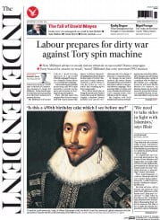 The Independent () Newspaper Front Page for 23 April 2014
