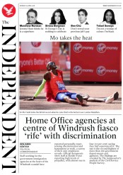 The Independent () Newspaper Front Page for 23 April 2018
