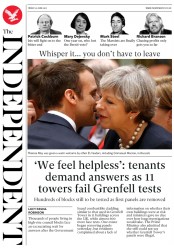 The Independent () Newspaper Front Page for 23 June 2017