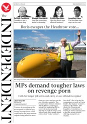 The Independent () Newspaper Front Page for 23 June 2018