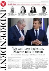 The Independent () Newspaper Front Page for 23 August 2019
