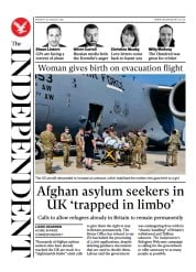 The Independent () Newspaper Front Page for 23 August 2021