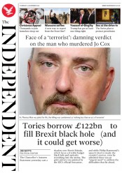 The Independent () Newspaper Front Page for 24 November 2016