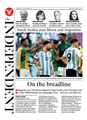The Independent () Newspaper Front Page for 24 November 2022