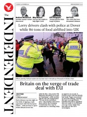 The Independent () Newspaper Front Page for 24 December 2020