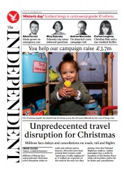 The Independent () Newspaper Front Page for 24 December 2022