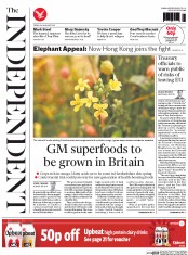 The Independent () Newspaper Front Page for 24 January 2014