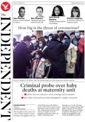 The Independent () Newspaper Front Page for 24 January 2020