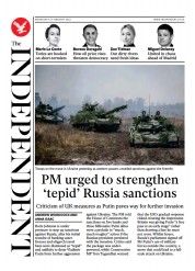 The Independent () Newspaper Front Page for 24 February 2022
