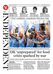 The Independent () Newspaper Front Page for 24 May 2022