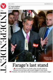 The Independent () Newspaper Front Page for 24 June 2016