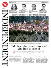 The Independent () Newspaper Front Page for 24 August 2020