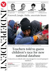 The Independent () Newspaper Front Page for 25 October 2016
