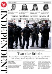 The Independent () Newspaper Front Page for 25 October 2018
