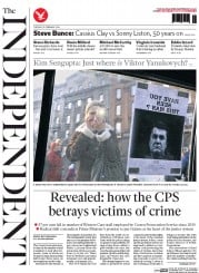 The Independent () Newspaper Front Page for 25 February 2014