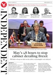 The Independent () Newspaper Front Page for 25 February 2019