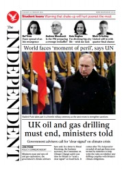 The Independent () Newspaper Front Page for 25 February 2022