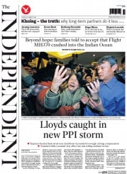 The Independent () Newspaper Front Page for 25 March 2014