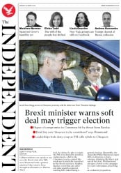 The Independent () Newspaper Front Page for 25 March 2019