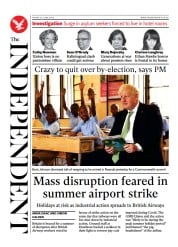 The Independent () Newspaper Front Page for 25 June 2022