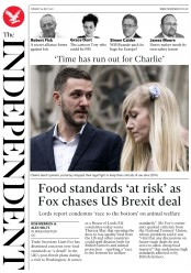 The Independent () Newspaper Front Page for 25 July 2017