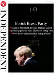 The Independent () Newspaper Front Page for 25 July 2019