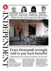 The Independent () Newspaper Front Page for 25 July 2022
