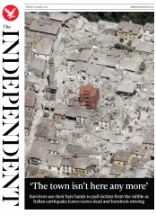 The Independent () Newspaper Front Page for 25 August 2016