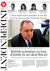The Independent () Newspaper Front Page for 25 August 2018