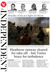 The Independent () Newspaper Front Page for 26 October 2016