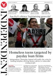 The Independent () Newspaper Front Page for 26 November 2016