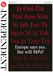 The Independent () Newspaper Front Page for 26 November 2018