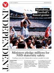 The Independent () Newspaper Front Page for 26 November 2020