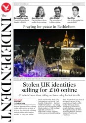 The Independent () Newspaper Front Page for 26 December 2018