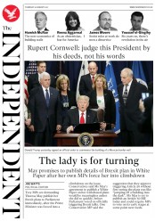 The Independent () Newspaper Front Page for 26 January 2017