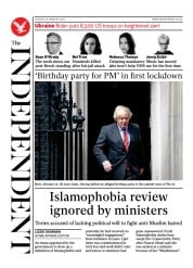 The Independent () Newspaper Front Page for 26 January 2022