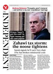 The Independent () Newspaper Front Page for 26 January 2023