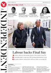 The Independent () Newspaper Front Page for 26 February 2019