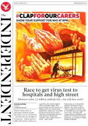 The Independent () Newspaper Front Page for 26 March 2020