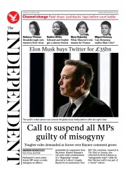 The Independent () Newspaper Front Page for 26 April 2022
