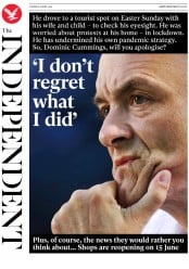 The Independent () Newspaper Front Page for 26 May 2020