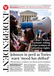 The Independent () Newspaper Front Page for 26 June 2022