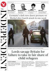 The Independent () Newspaper Front Page for 26 July 2016