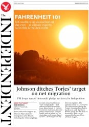 The Independent () Newspaper Front Page for 26 July 2019