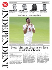 The Independent () Newspaper Front Page for 26 August 2020