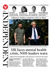 The Independent () Newspaper Front Page for 26 August 2022