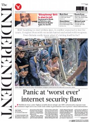 The Independent () Newspaper Front Page for 26 September 2014