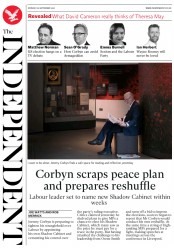 The Independent () Newspaper Front Page for 26 September 2016