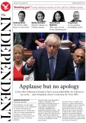 The Independent () Newspaper Front Page for 26 September 2019